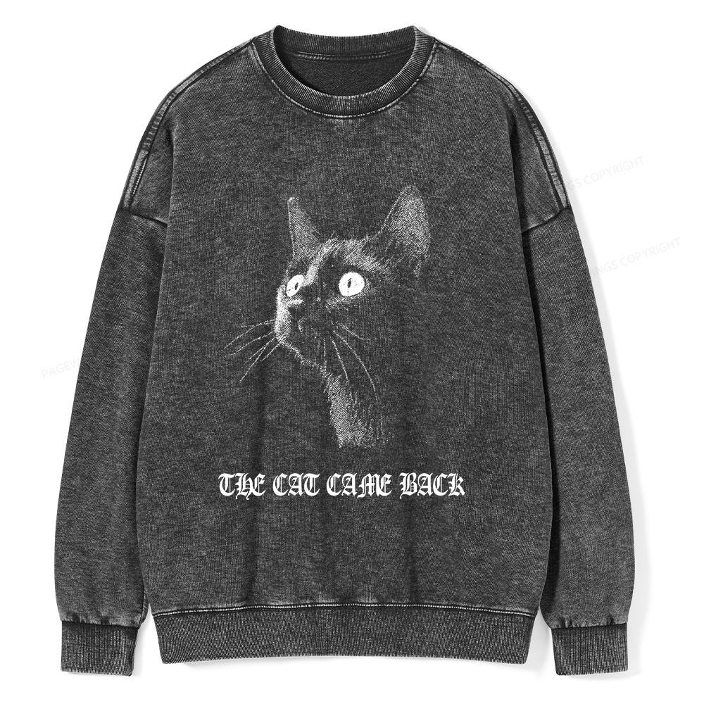 Pagewings The Cat Came Back Unisex Washed Sweatshirt