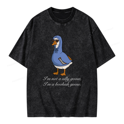 Pagewings I’m Not A Silly Goose I’m A Bookish Goose Unisex Washed T-shirt