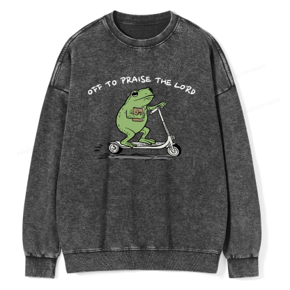 Pagewings Off To Praise The Lord Unisex Washed Sweatshirt