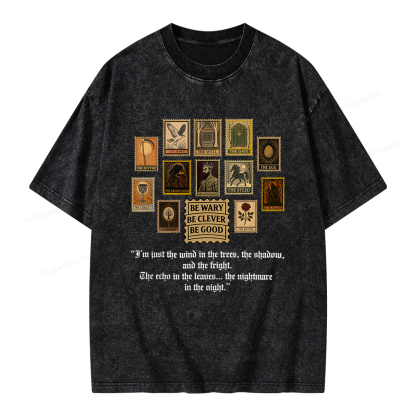 Pagewings Be Wary Be Clever Be Good Unisex Washed T-shirt