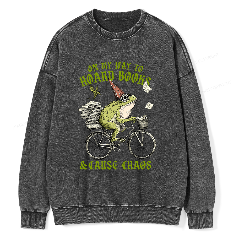Pagewings On My Way To Hoard Books Unisex Washed Sweatshirt