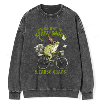 Pagewings On My Way To Hoard Books Unisex Washed Sweatshirt