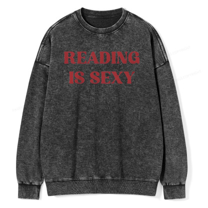 Pagewings Reading Is Sexy Shirt, Book Lover Shirt Unisex Washed Sweatshirt