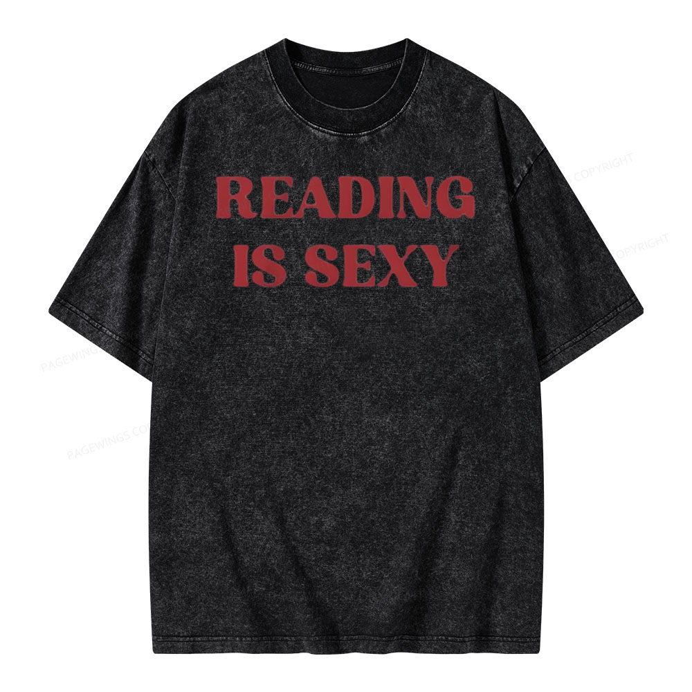 Pagewings Reading Is Sexy Shirt, Book Lover Shirt Unisex Washed T-shirt