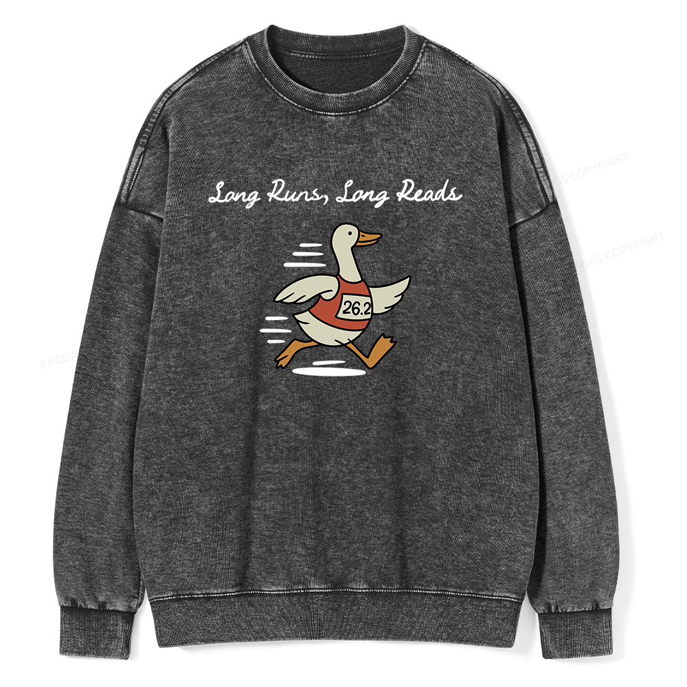 Pagewings Long Runs Long Reads Unisex Washed Sweatshirt