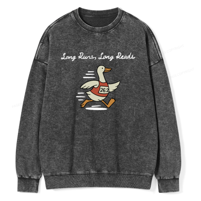 Pagewings Long Runs Long Reads Unisex Washed Sweatshirt