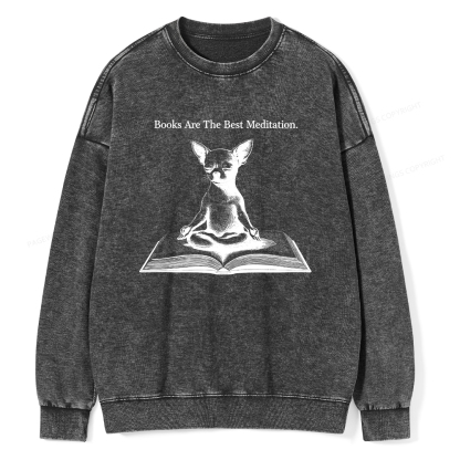 Pagewings Books Are The Best Meditation Unisex Washed Sweatshirt
