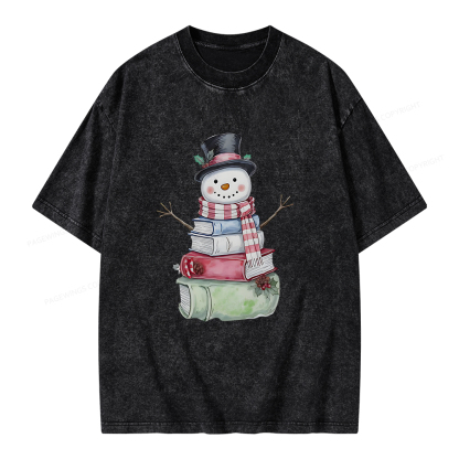 Pagewings Snowman Book Unisex Washed T-shirt