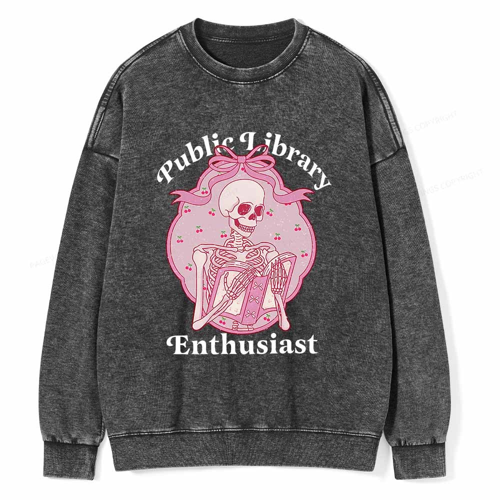 Pagewings Public Library Enthusiast  Unisex Washed Sweatshirt