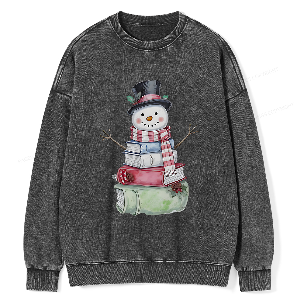 Pagewings Snowman Book Unisex Washed Sweatshirt