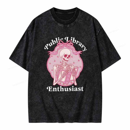 Pagewings Public Library Enthusiast  Unisex Washed T-shirt