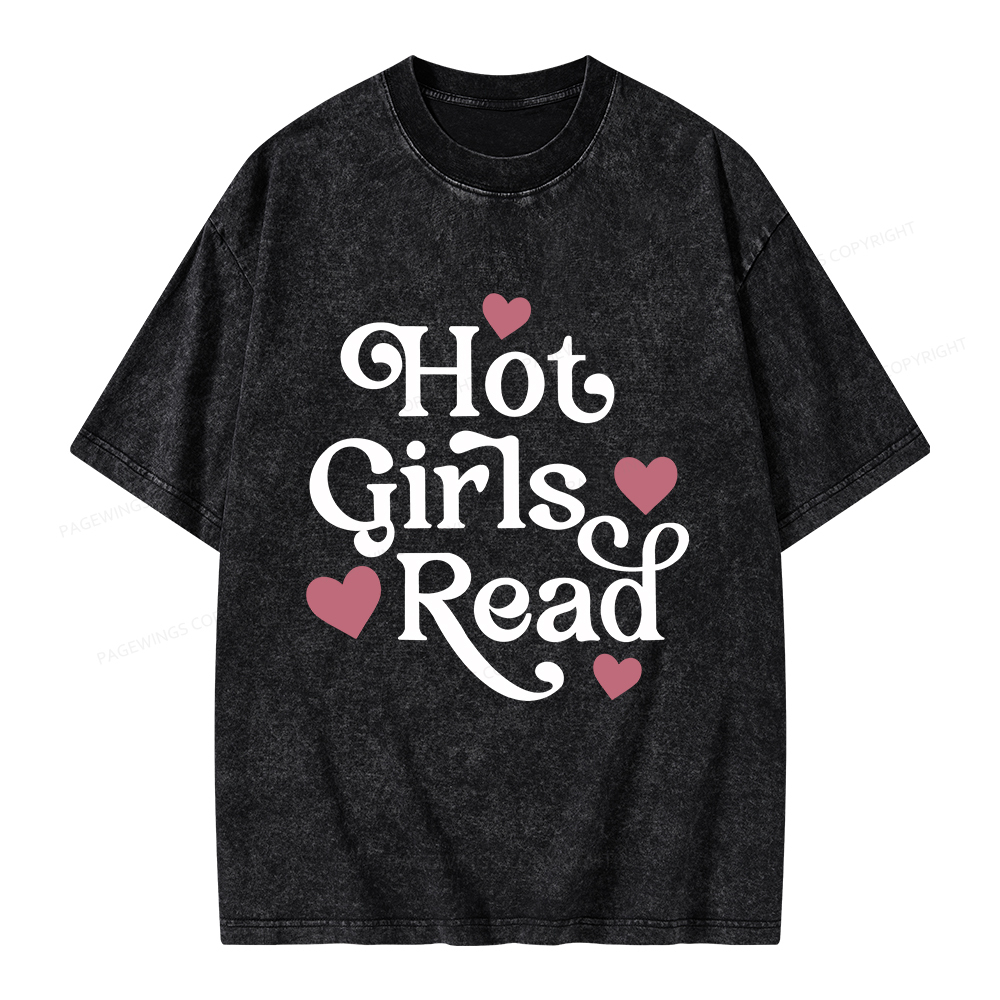 Pagewings Hot Girls Read Unisex Washed T-shirt