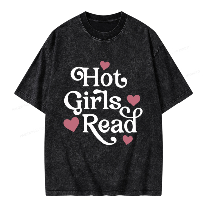 Pagewings Hot Girls Read Unisex Washed T-shirt