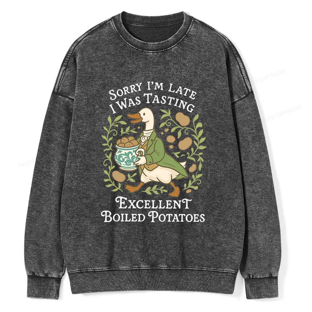 Pagewings Boiled Potatoes Unisex Washed Sweatshirt