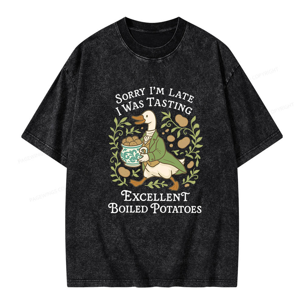 Pagewings Boiled Potatoes Unisex Washed T-shirt