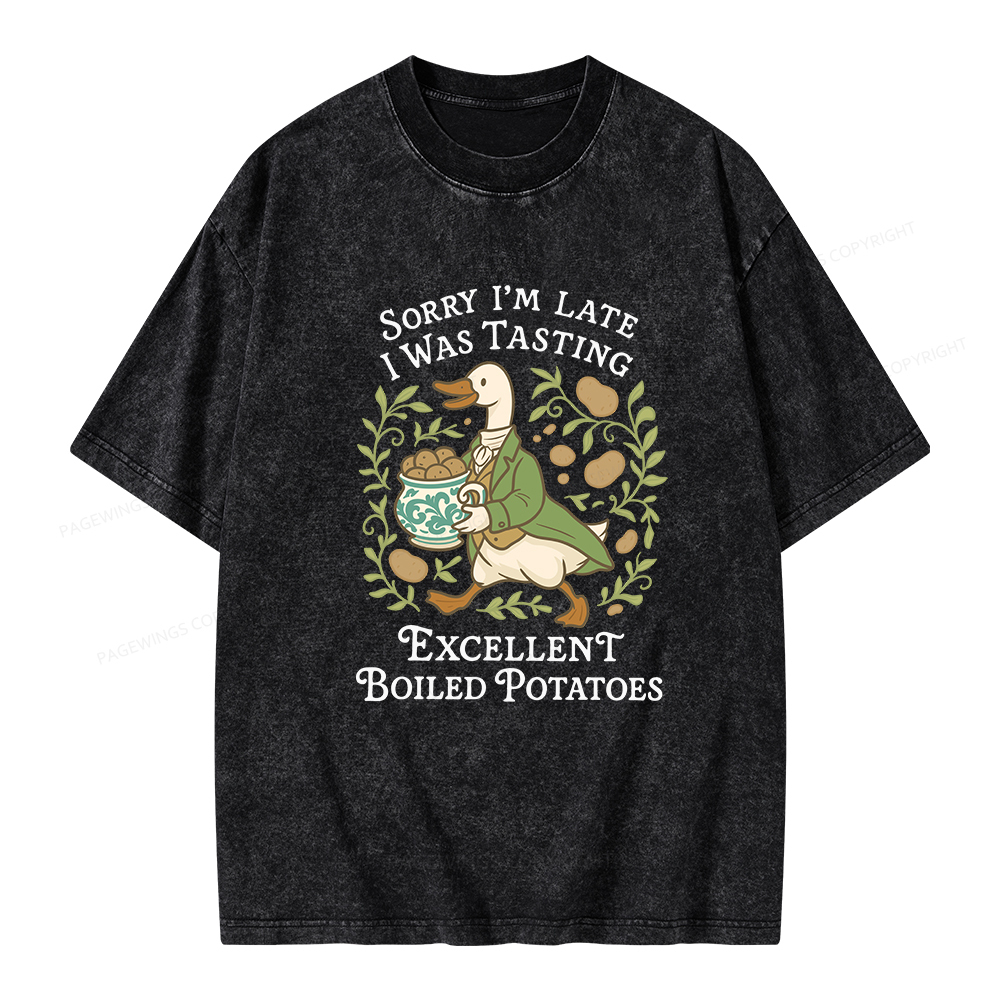 Pagewings Boiled Potatoes Unisex Washed T-shirt