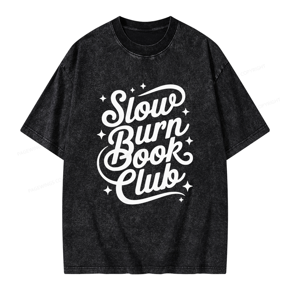 Pagewings Slow Burn Book Club Unisex Washed T-shirt