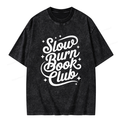 Pagewings Slow Burn Book Club Unisex Washed T-shirt