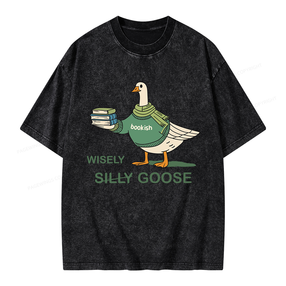 Pagewings Wisely Silly Goose  Unisex Washed T-shirt