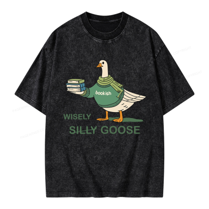 Pagewings Wisely Silly Goose  Unisex Washed T-shirt