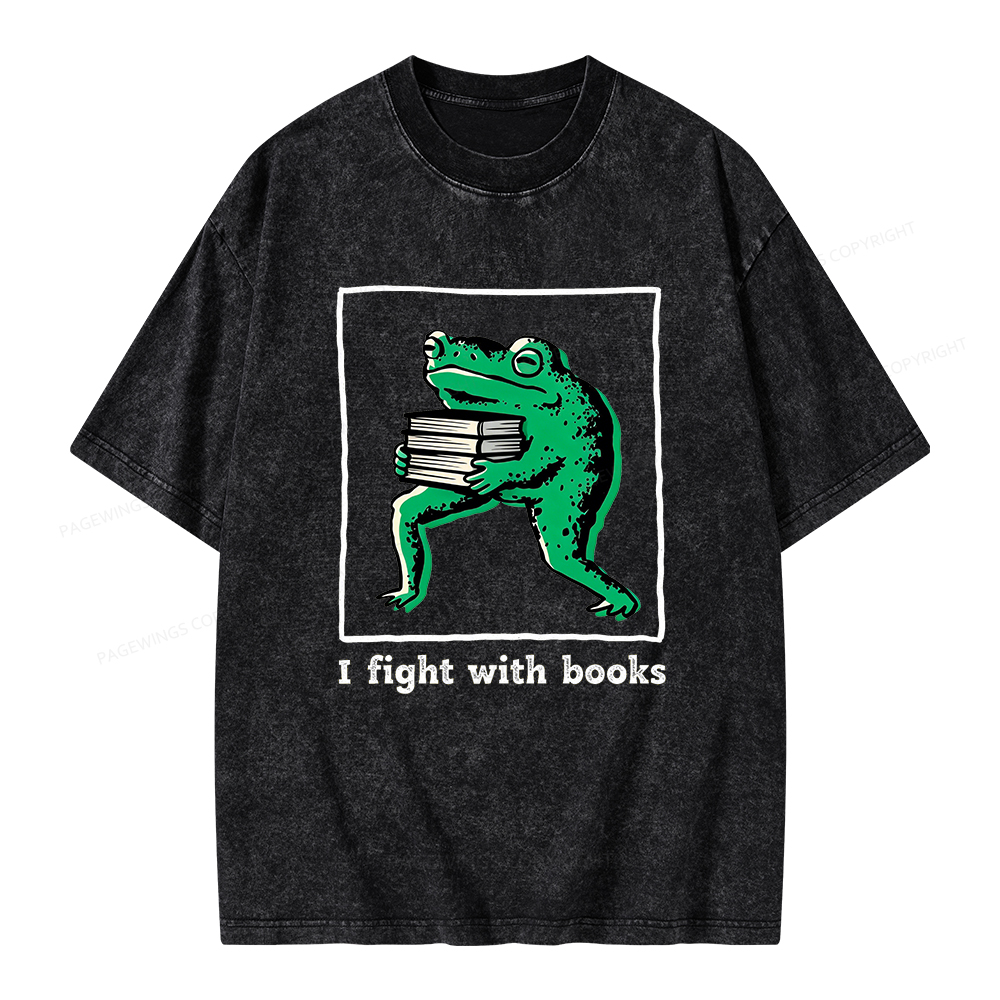 Pagewings I Fight With Books Unisex Washed T-shirt