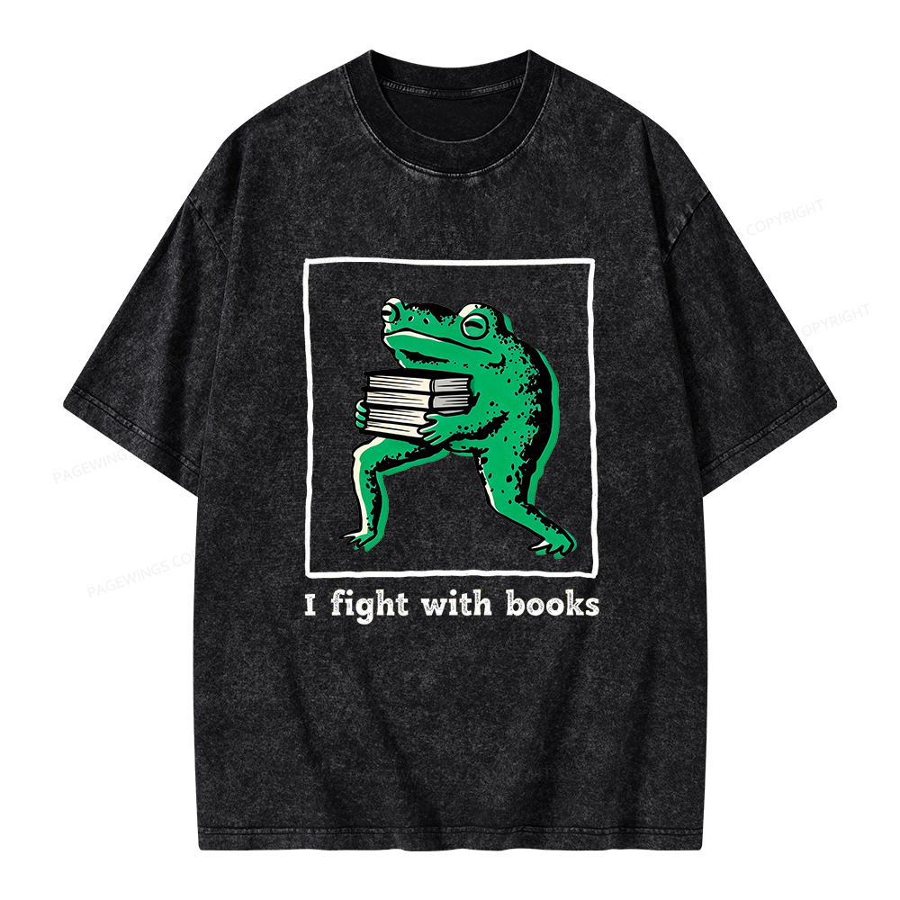 Pagewings I Fight With Books Unisex Washed T-shirt