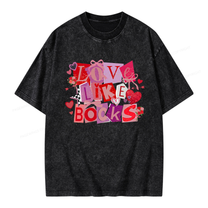 Pagewings Love Like Books Unisex Washed T-shirt