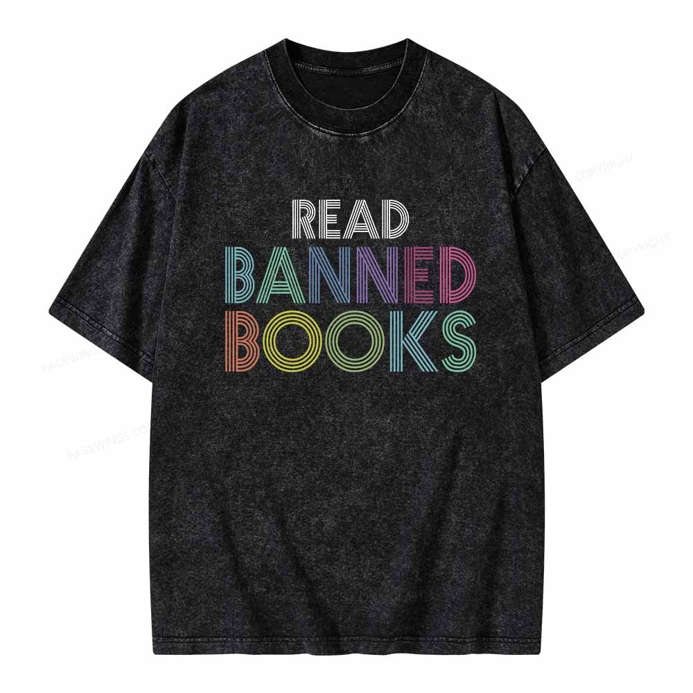 Pagewings Read Banned Books Shirt Unisex Washed T-shirt