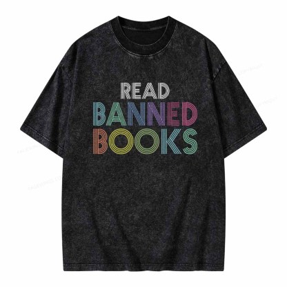 Pagewings Read Banned Books Shirt Unisex Washed T-shirt