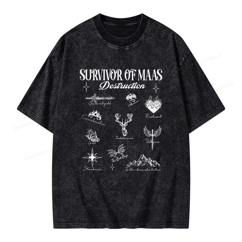 Pagewings Survivor of Maas Unisex Washed T-shirt