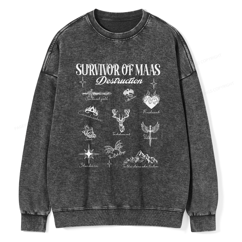 Pagewings Survivor of Maas Unisex Washed Sweatshirt