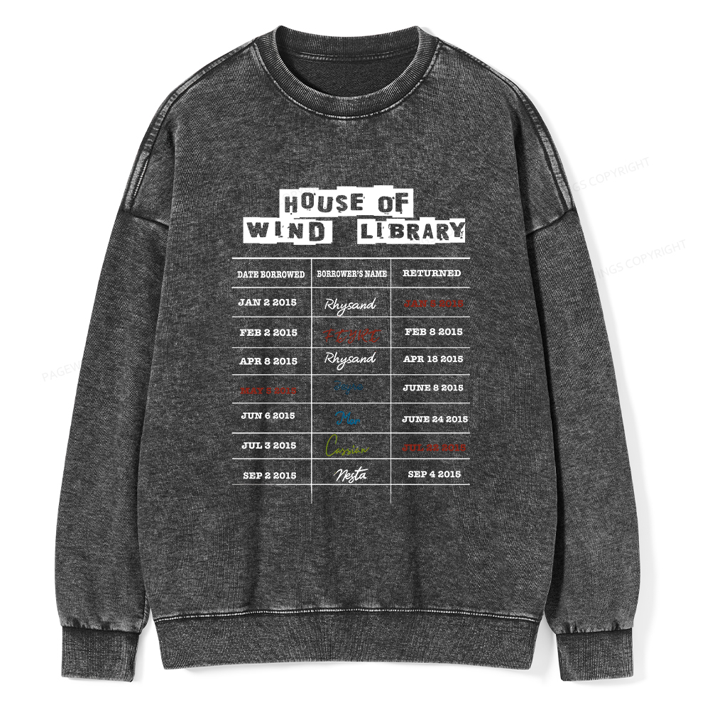 Pagewings House Of Wind Library Unisex Washed Sweatshirt