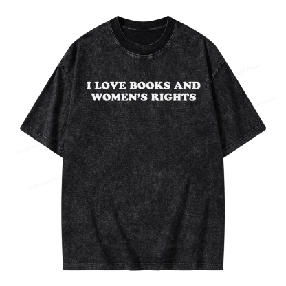 Pagewings I Love Books And Women's Rights Unisex Washed T-shirt