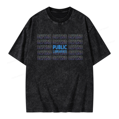 Pagewings Defend The Public Libraries Unisex Washed T-shirt
