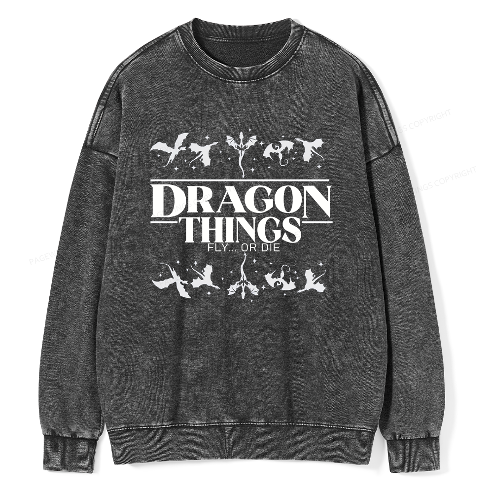 Pagewings Dragon Things Fly Unisex Washed Sweatshirt