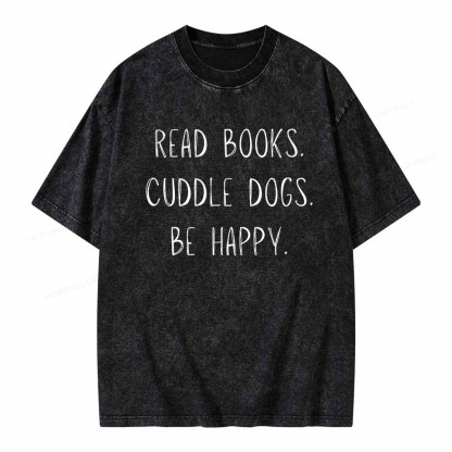 Pagewings Cuddle Dogs Be Happy Unisex Washed T-shirt