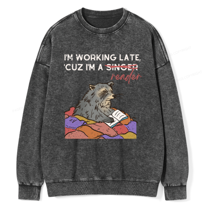 Pagewings I'm Working Late Unisex Washed Sweatshirt