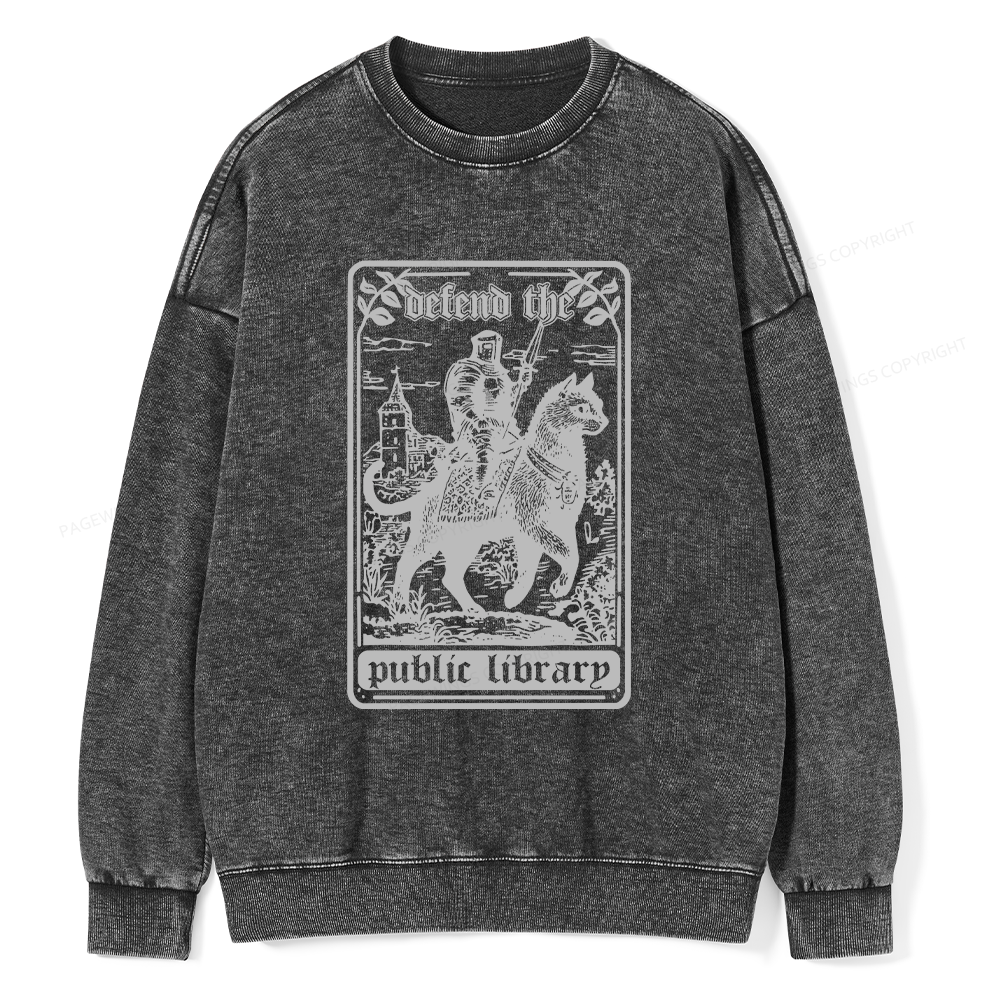 Pagewings Defend The Public Libraries Unisex Washed Sweatshirt