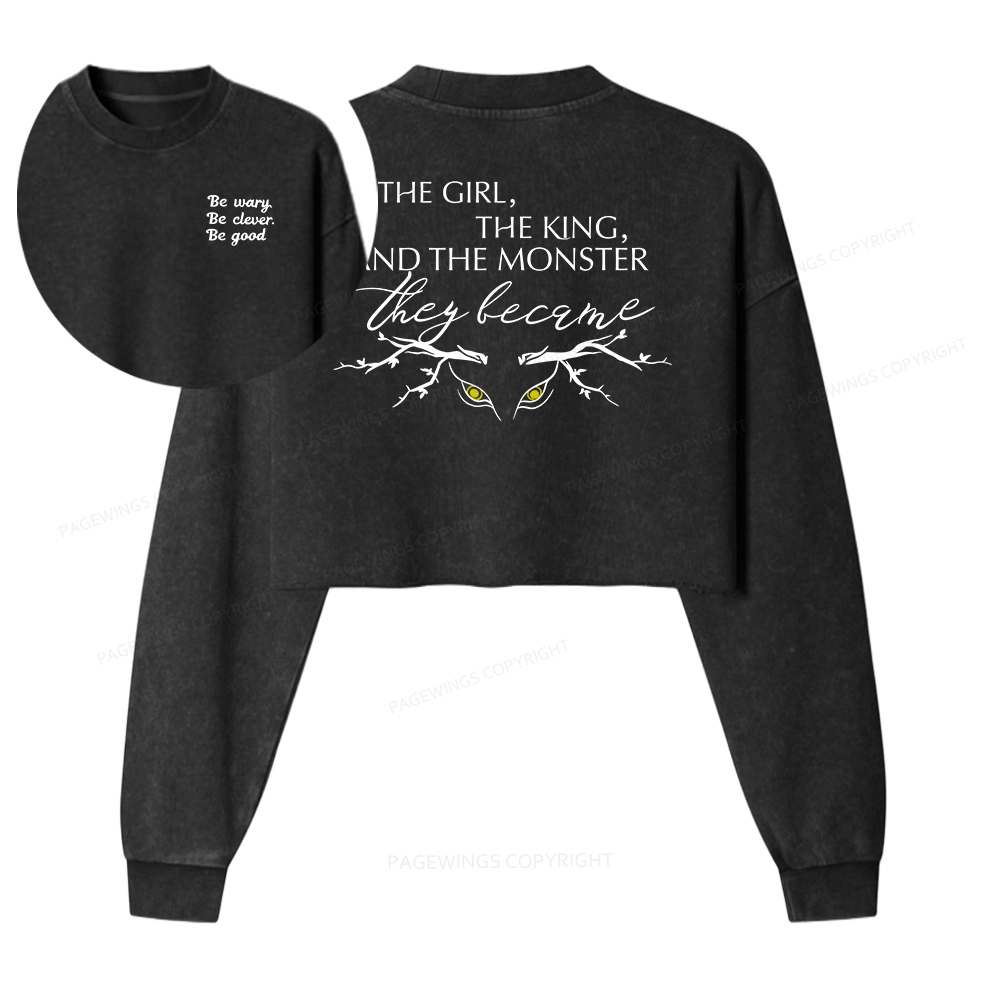 Pagewings Be Wary Be Clever Be Good Washed Crop Sweatshirt