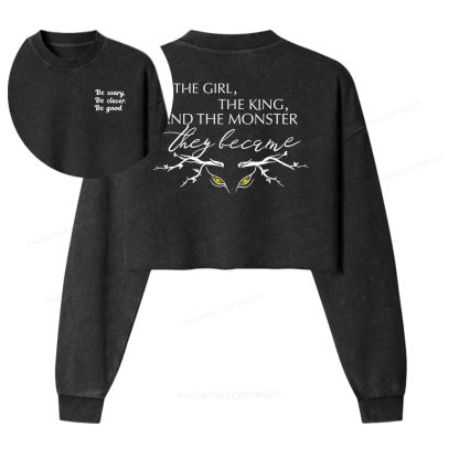 Pagewings Be Wary Be Clever Be Good Washed Crop Sweatshirt
