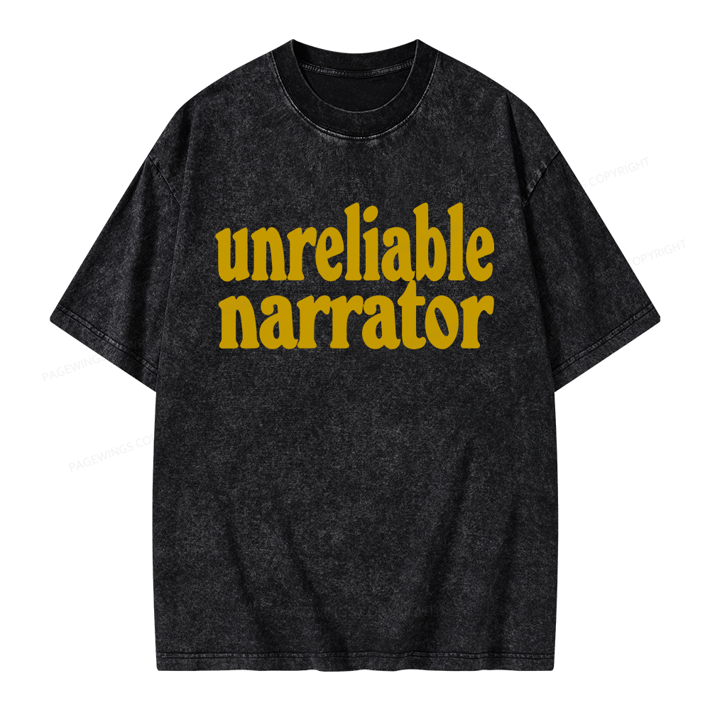 Pagewings Unreliable Narrator Unisex Washed T-shirt