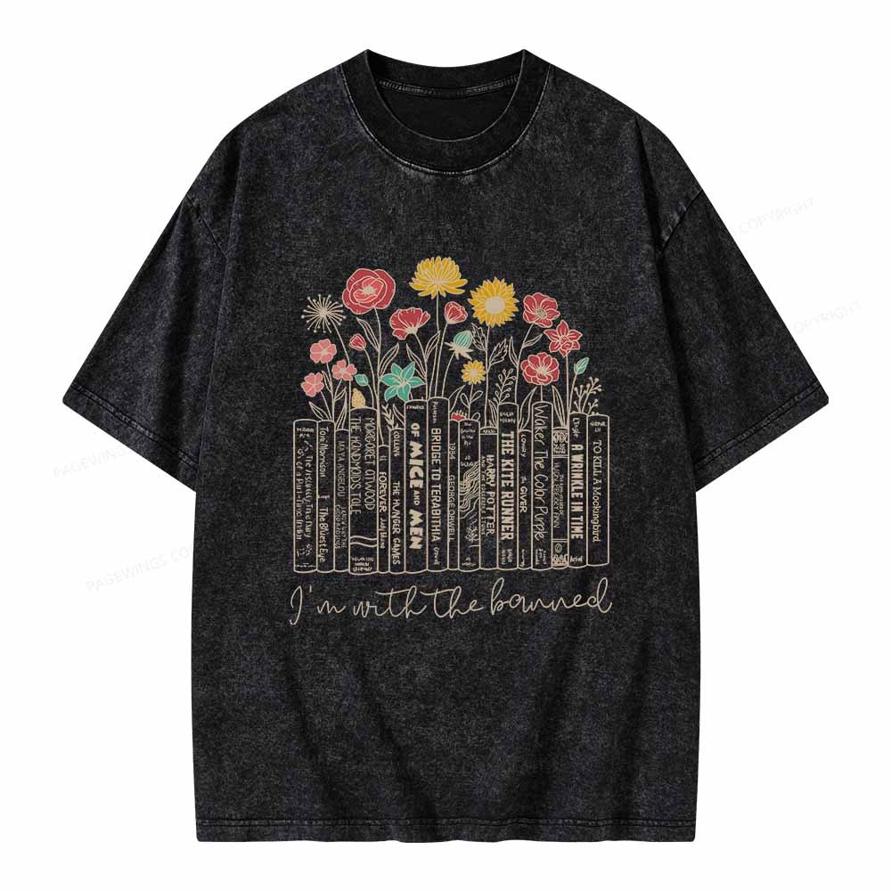 Pagewings Banned Books Shirt Unisex Washed T-shirt
