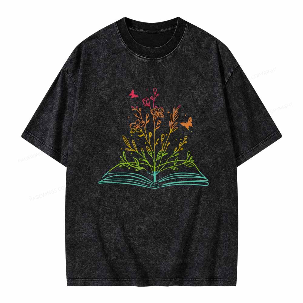 Pagewings Book Tees Library Shirts For Women Unisex Washed T-shirt