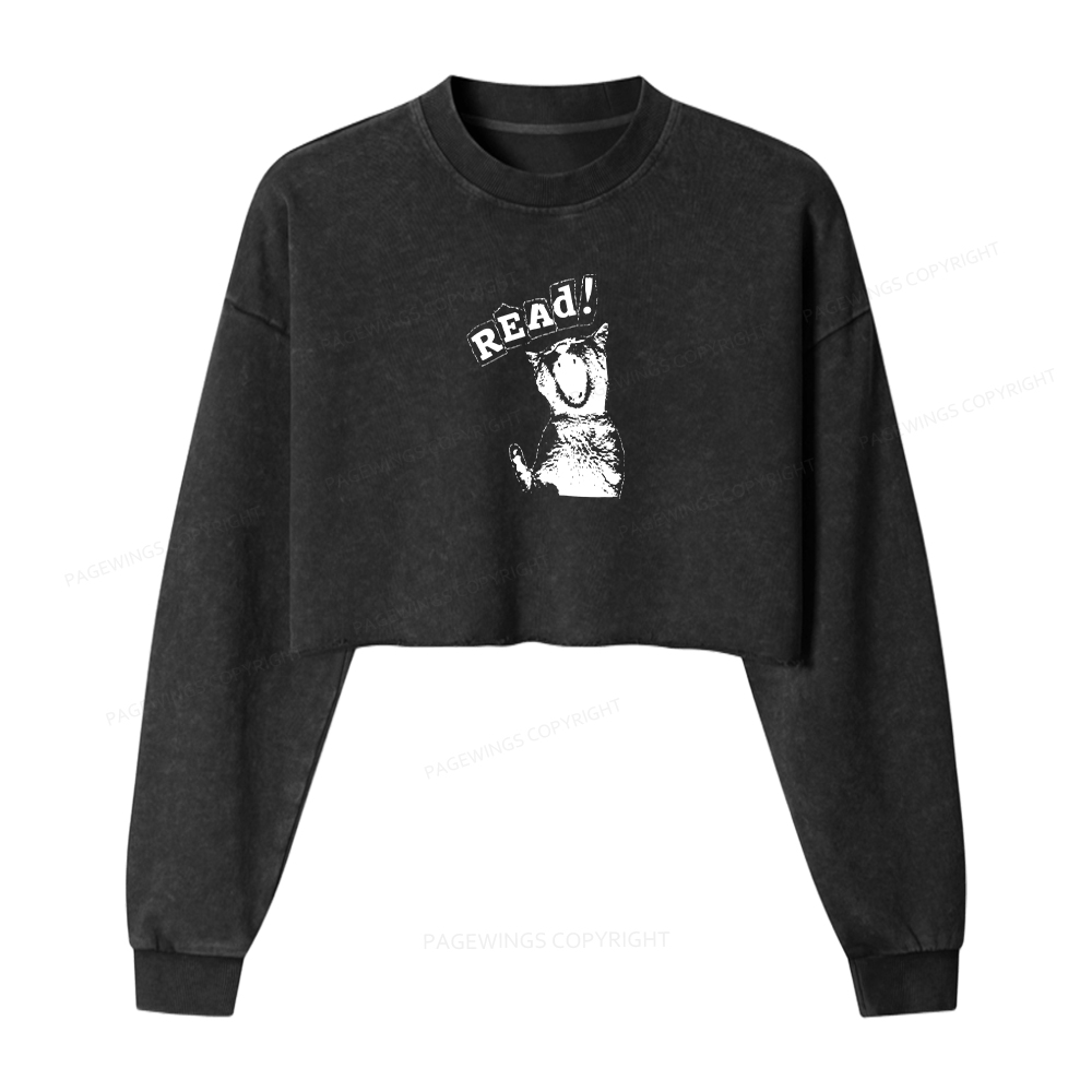 Pagewings Read Washed Crop Sweatshirt