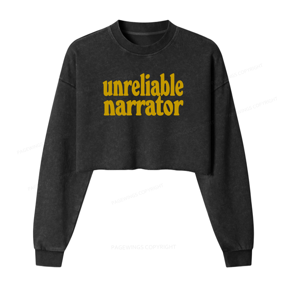 Pagewings Unreliable Narrator Washed Crop Sweatshirt