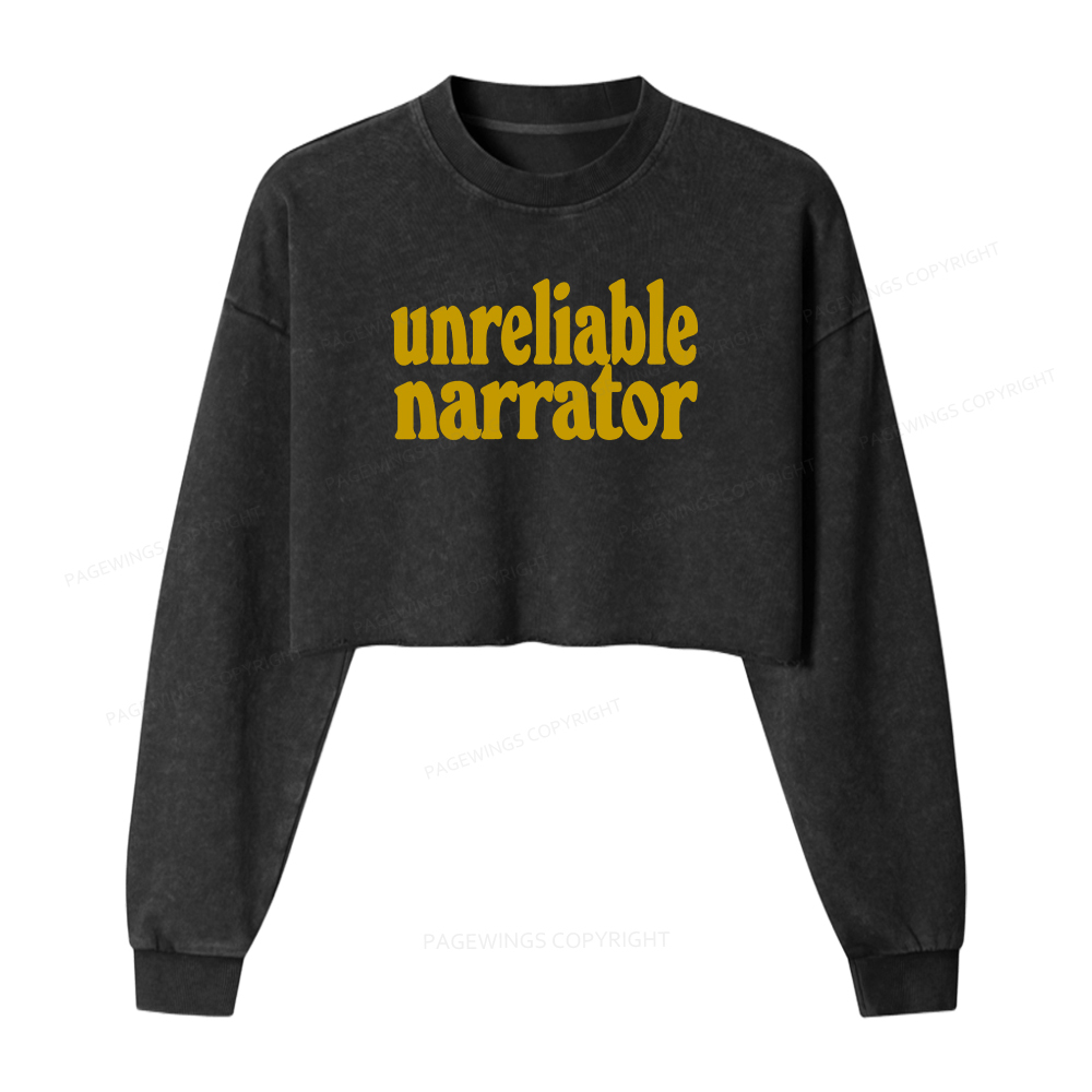 Pagewings Unreliable Narrator Washed Crop Sweatshirt