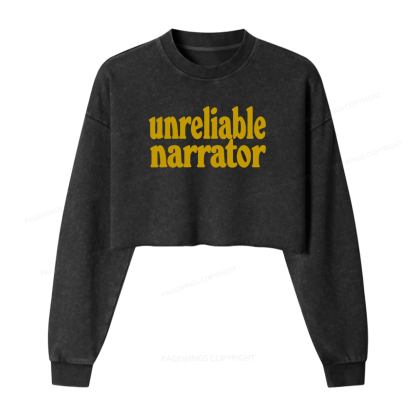 Pagewings Unreliable Narrator Washed Crop Sweatshirt