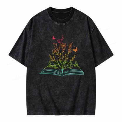 Pagewings Book Tees Library Shirts For Women Unisex Washed T-shirt