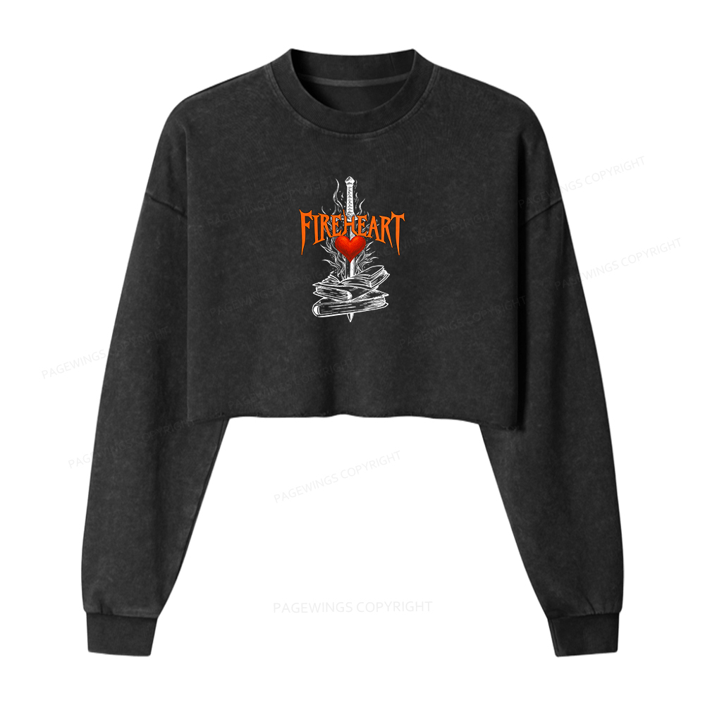 Pagewings Fireheart Unisex Washed Crop Sweatshirt