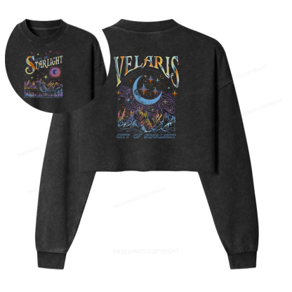 Pagewings Velaris City Of Starlight ACOTAR Two-Sided Washed Crop Sweatshirt